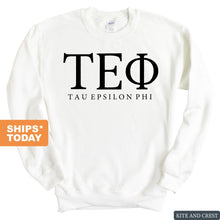 Load image into Gallery viewer, Tau Epsilon Phi Block Letter Sweatshirt - Fraternity Crewneck Sweatshirt - Kite and Crest
