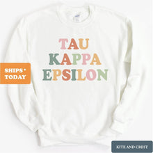 Load image into Gallery viewer, Tau Kappa Epsilon Sweatshirt - TKE Bright and Colorful Crewneck Sweatshirt - Kite and Crest