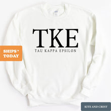 Load image into Gallery viewer, Tau Kappa Epsilon Sweatshirt - TKE Fraternal Block Crewneck Sweatshirt - Kite and Crest