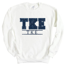 Load image into Gallery viewer, Tau Kappa Epsilon Sweatshirt - TKE Washed Letters Crewneck Sweatshirt - Kite and Crest
