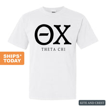 Load image into Gallery viewer, Theta Chi Comfort Colors T-Shirt - Theta Chi Block Letter Shirt - Kite and Crest