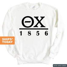 Load image into Gallery viewer, Theta Chi Sweatshirt - Theta Chi Black Letters Crewneck Sweatshirt - Kite and Crest