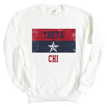 Load image into Gallery viewer, Theta Chi Sweatshirt - Theta Chi Colorful Stripe Crewneck Sweatshirt - Kite and Crest