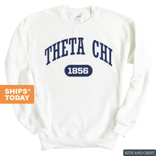 Load image into Gallery viewer, Theta Chi Sweatshirt - Theta Chi Fraternal Arch Crewneck Sweatshirt - Kite and Crest