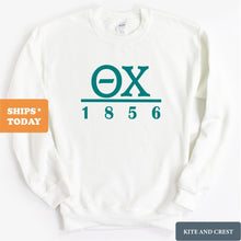 Load image into Gallery viewer, Theta Chi Sweatshirt - Theta Chi Lettered Basic Crewneck Sweatshirt - Kite and Crest