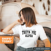 Load image into Gallery viewer, Theta Phi Alpha Established Sorority T-Shirt Shirt Tee - Kite and Crest