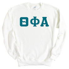 Load image into Gallery viewer, Theta Phi Alpha Sweatshirt | Theta Phi Basic Large Letters Crewneck Sweatshirt | Theta Phi Alpha Sorority Gift Idea - Kite and Crest