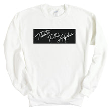 Load image into Gallery viewer, Theta Phi Alpha Sweatshirt - Theta Phi Black Box Crewneck Sweatshirt - Kite and Crest