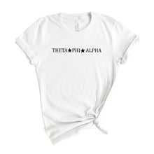 Load image into Gallery viewer, Theta Phi Alpha T-shirt - Theta Phi Black Star Tee - Kite and Crest
