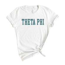 Load image into Gallery viewer, Theta Phi Alpha T-shirt - Theta Phi Blue Retro Tee - Kite and Crest