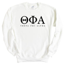 Load image into Gallery viewer, Theta Phi Theta Phi Alpha Block Letter Sorority Crewneck Sweatshirt - Kite and Crest