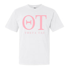 Load image into Gallery viewer, Theta Tau Classic Pink Letters Comfort Colors T-Shirt - Kite and Crest
