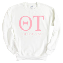Load image into Gallery viewer, Theta Tau Classic Pink Letters Sweatshirt - Fraternity Crewneck Sweatshirt - Kite and Crest