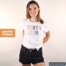 Load image into Gallery viewer, Theta Tau Colorful 3D Comfort Colors T-Shirt - Kite and Crest