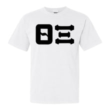 Load image into Gallery viewer, Theta Xi Basic Black Letters Comfort Colors T-Shirt - Fraternity Tee - Kite and Crest