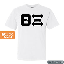 Load image into Gallery viewer, Theta Xi Basic Black Letters Comfort Colors T-Shirt - Fraternity Tee - Kite and Crest
