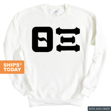 Load image into Gallery viewer, Theta Xi Basic Black Letters Sweatshirt - Fraternity Crewneck Sweatshirt - Kite and Crest