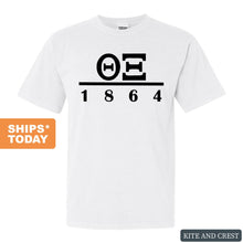 Load image into Gallery viewer, Theta Xi Black Letter Comfort Colors T-Shirt - Fraternity Tee - Kite and Crest