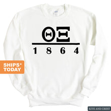 Load image into Gallery viewer, Theta Xi Black Letter Sweatshirt - Fraternity Crewneck Sweatshirt - Kite and Crest