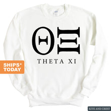 Load image into Gallery viewer, Theta Xi Block Letter Sweatshirt - Fraternity Crewneck Sweatshirt - Kite and Crest