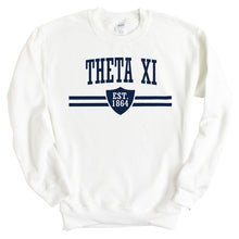 Load image into Gallery viewer, Theta Xi Striped Shield Sweatshirt - Fraternity Crewneck Sweatshirt - Kite and Crest