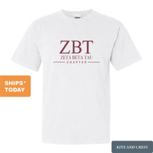 Load image into Gallery viewer, Zeta Beta Tau Comfort Colors T-Shirt - Zeta Beta Tau Basic Lined Shirt - Kite and Crest