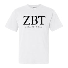 Load image into Gallery viewer, Zeta Beta Tau Comfort Colors T-Shirt - Zeta Beta Tau Fraternal Block Shirt - Kite and Crest