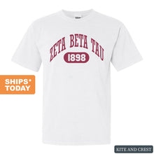 Load image into Gallery viewer, Zeta Beta Tau Comfort Colors T-Shirt - Zeta Beta Tau Large Athletic Shirt - Kite and Crest