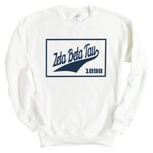 Load image into Gallery viewer, Zeta Beta Tau Sweatshirt - Zeta Beta Tau Baseball Boxed Crewneck Sweatshirt - Kite and Crest