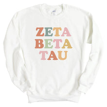 Load image into Gallery viewer, Zeta Beta Tau Sweatshirt - Zeta Beta Tau Bright and Colorful Crewneck Sweatshirt - Kite and Crest
