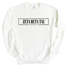 Load image into Gallery viewer, Zeta Beta Tau Sweatshirt - Zeta Beta Tau Fraternal Block Crewneck Sweatshirt - Kite and Crest