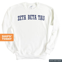 Load image into Gallery viewer, Zeta Beta Tau Sweatshirt - Zeta Beta Tau Intrinsic Lettered Crewneck Sweatshirt - Kite and Crest