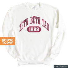 Load image into Gallery viewer, Zeta Beta Tau Sweatshirt - Zeta Beta Tau Large Athletic Crewneck Sweatshirt - Kite and Crest