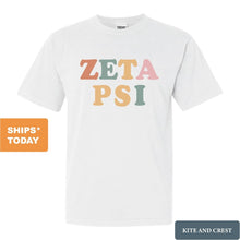 Load image into Gallery viewer, Zeta Psi Comfort Colors T-Shirt - Zete Bright and Colorful Shirt - Kite and Crest