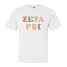 Load image into Gallery viewer, Zeta Psi Comfort Colors T-Shirt - Zete Bright and Colorful Shirt - Kite and Crest