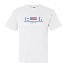 Load image into Gallery viewer, Zeta Psi Comfort Colors T-Shirt - Zete Flag Year Shirt - Kite and Crest
