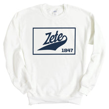 Load image into Gallery viewer, Zeta Psi Sweatshirt - Zete Baseball Boxed Crewneck Sweatshirt - Kite and Crest
