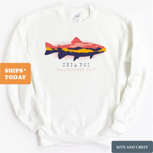 Load image into Gallery viewer, Zeta Psi Sweatshirt - Zete Fishing Crewneck Sweatshirt - Kite and Crest