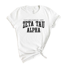 Load image into Gallery viewer, Zeta Tau Alpha Established Sorority T-Shirt Shirt Tee - Kite and Crest