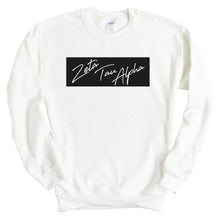Load image into Gallery viewer, Zeta Tau Alpha Sweatshirt - Zeta (ZTA) Black Box Crewneck Sweatshirt - Kite and Crest