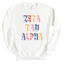 Load image into Gallery viewer, Zeta Tau Alpha Sweatshirt | Zeta (ZTA) Retro Crewneck Sweatshirt | Zeta Tau Alpha Sorority Gift Idea - Kite and Crest