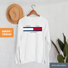 Load image into Gallery viewer, Zeta Tau Alpha Sweatshirt - Zeta (ZTA) Vintage Crewneck Sweatshirt - Kite and Crest
