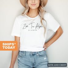 Load image into Gallery viewer, Zeta Tau Alpha T-shirt - Zeta Sorority Alumna Tee - Kite and Crest