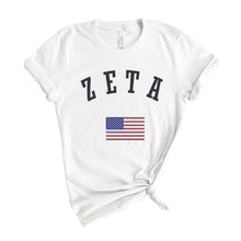 Load image into Gallery viewer, Zeta Tau Alpha T-shirt - Zeta USA Tee - Kite and Crest