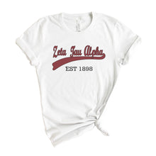 Load image into Gallery viewer, Zeta Tau Alpha T-Shirt | Zeta (ZTA) Baseball Shirt | Zeta Tau Alpha Sorority Gift Idea - Kite and Crest