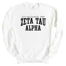 Load image into Gallery viewer, ZTA Zeta Tau Alpha Established Sorority Crewneck Sweatshirt - Kite and Crest