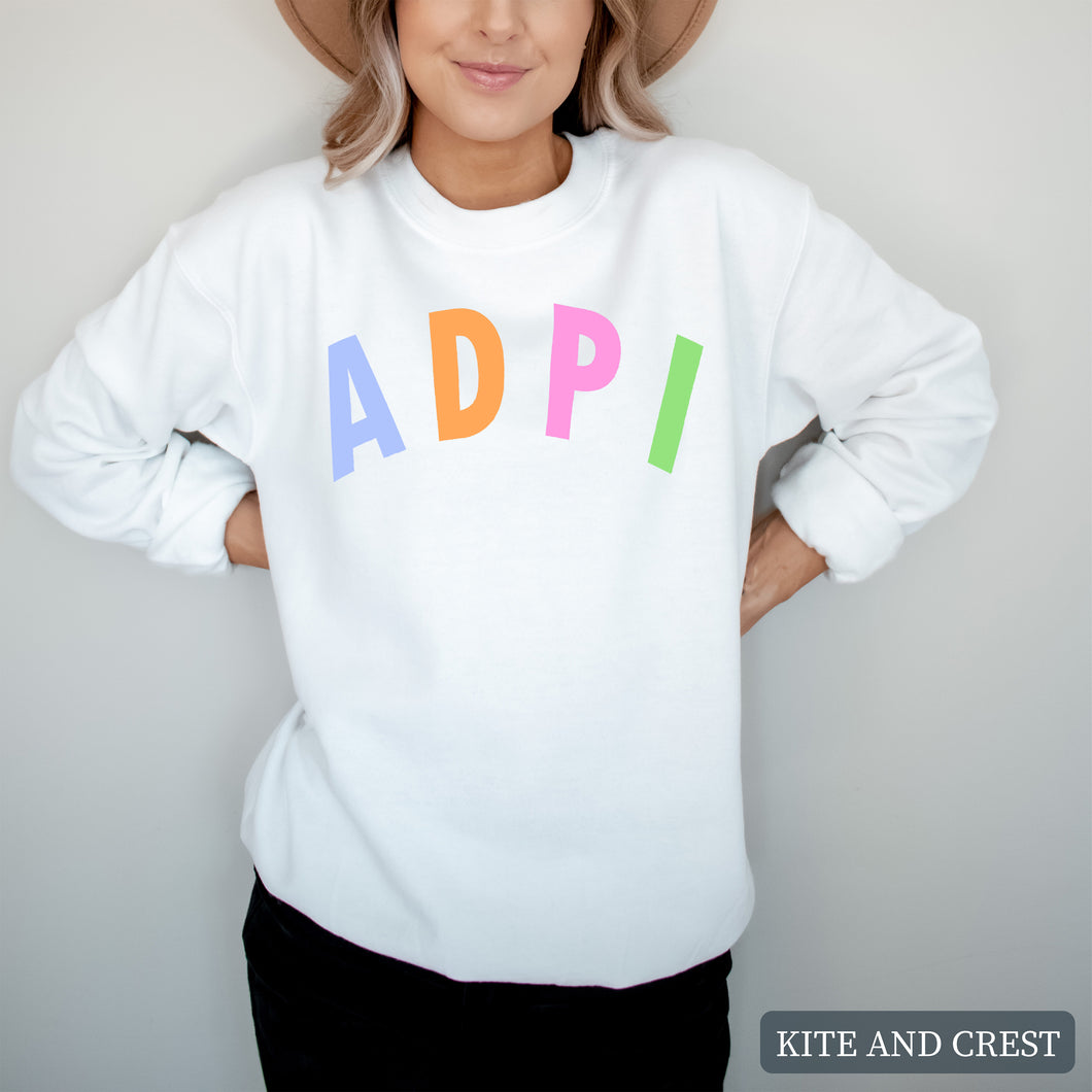 Sweatshirt | Rainbow Letter Crewneck Sweatshirt | Sorority Gift Idea