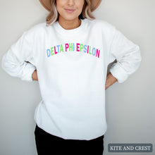 Load image into Gallery viewer, Sweatshirt | Rainbow Letter Crewneck Sweatshirt | Sorority Gift Idea
