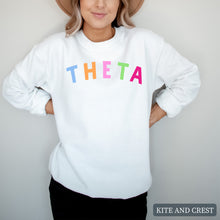 Load image into Gallery viewer, Sweatshirt | Rainbow Letter Crewneck Sweatshirt | Sorority Gift Idea
