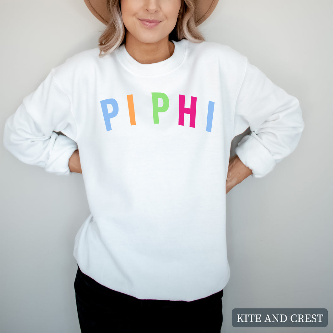 Sweatshirt | Rainbow Letter Crewneck Sweatshirt | Sorority Gift Idea